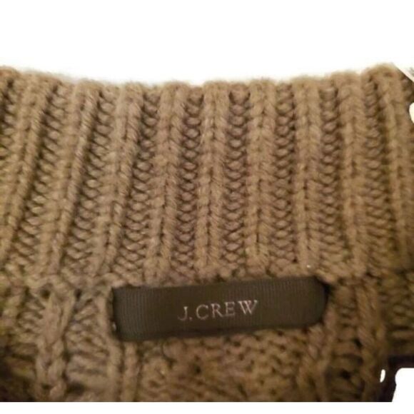 J.CREW Mock Neck Cable Knit Olive Brown Cropped Sweater Sz Small - Picture 3 of 7